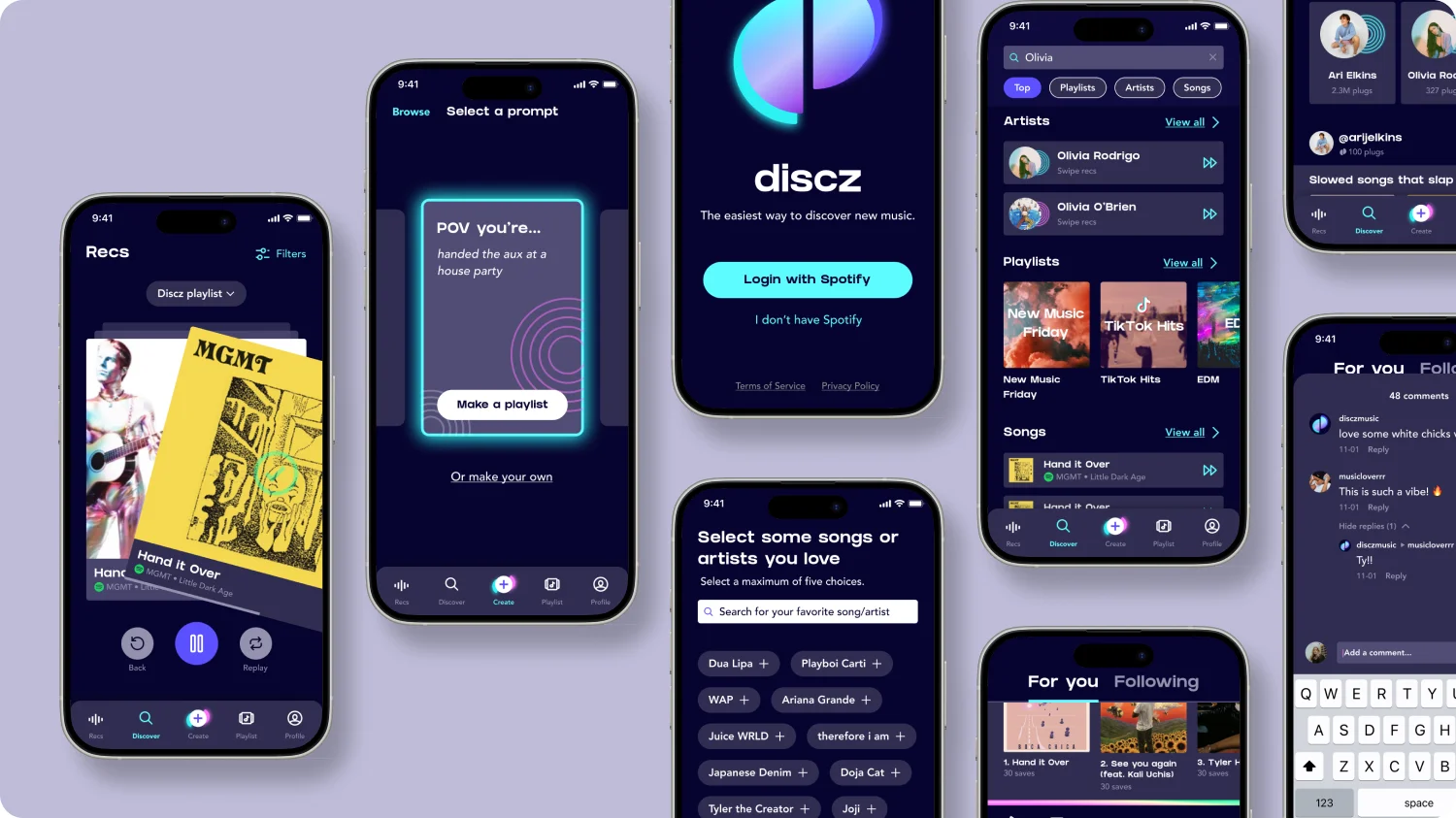 image collage of Discz's app design