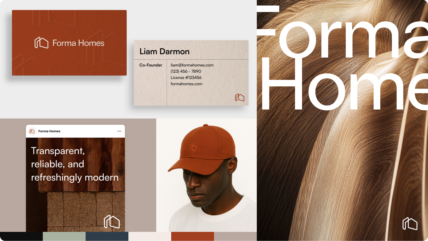 photo collage of forma's brand identity