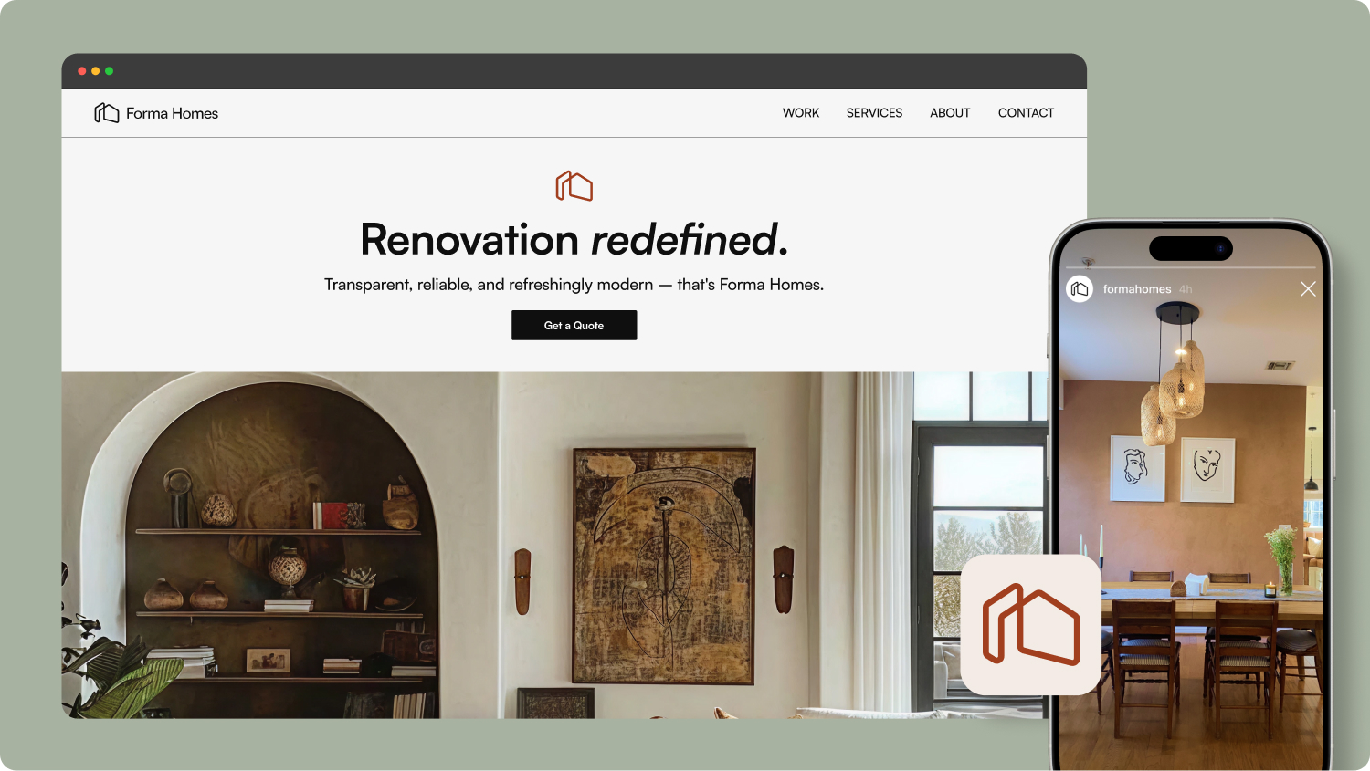 photo collage of forma's website pages