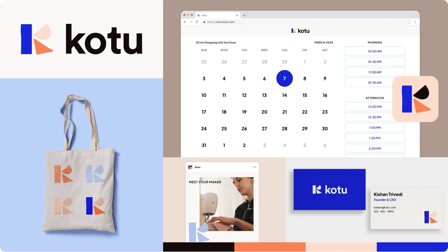 screenshot of the kotu homepage with an inset of the kotu mobile app