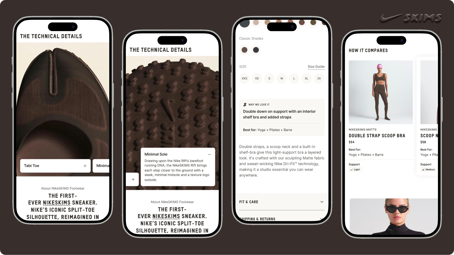 photo collage of skims' brand identity