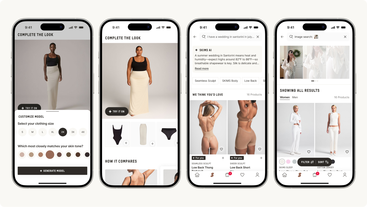 photo collage of skims' generative AI concepts